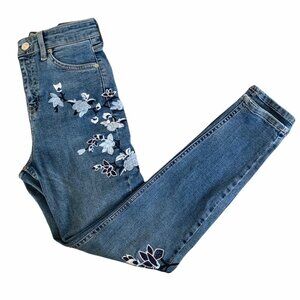 Topshop Moto Jamie Floral Embroidered Denim Jeans 26